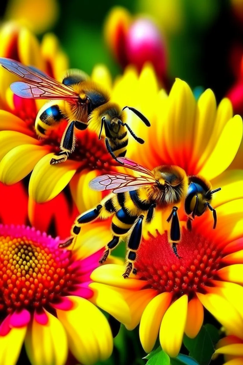 beautiful flowers and a bee on them