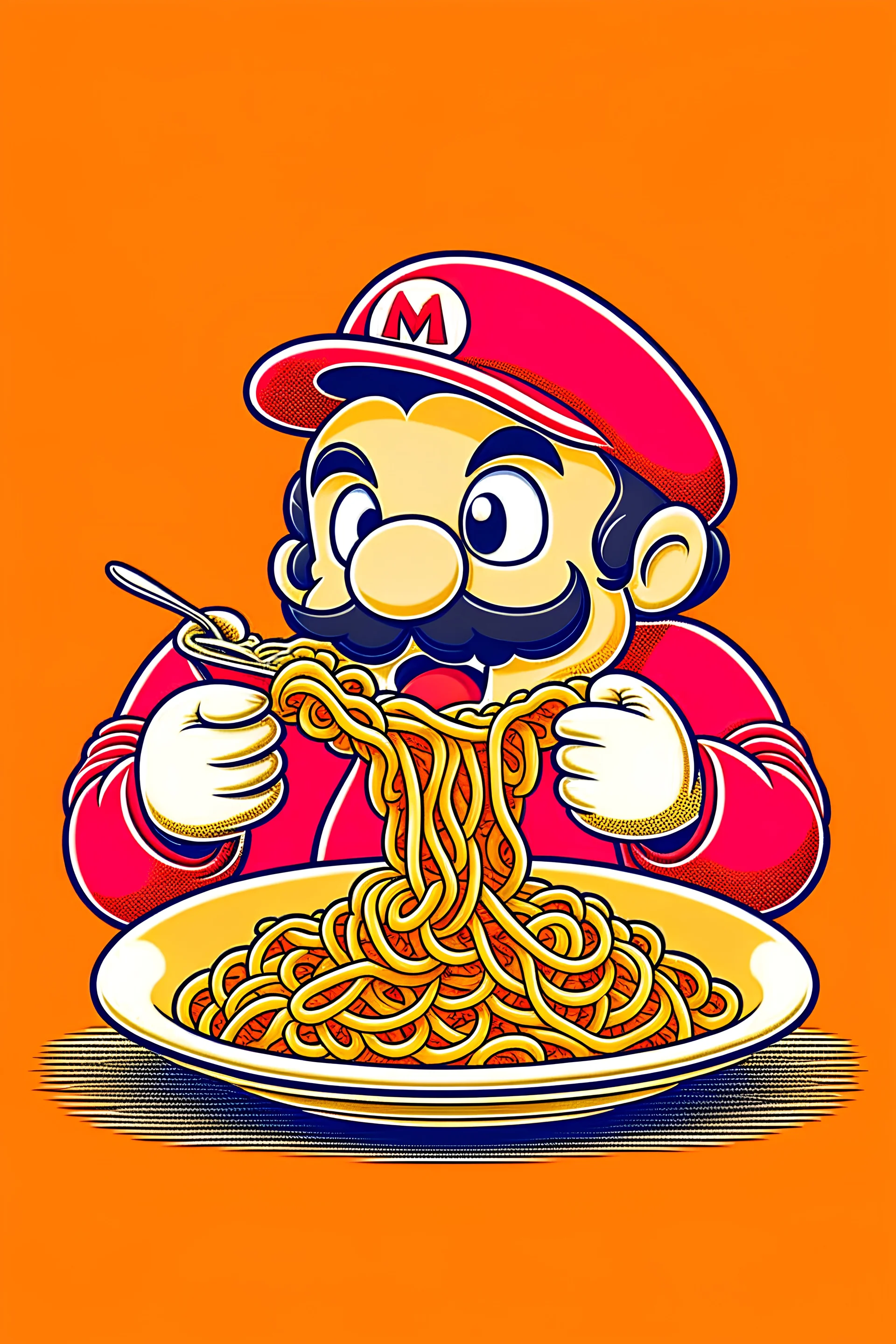 Mario eating spaghetti