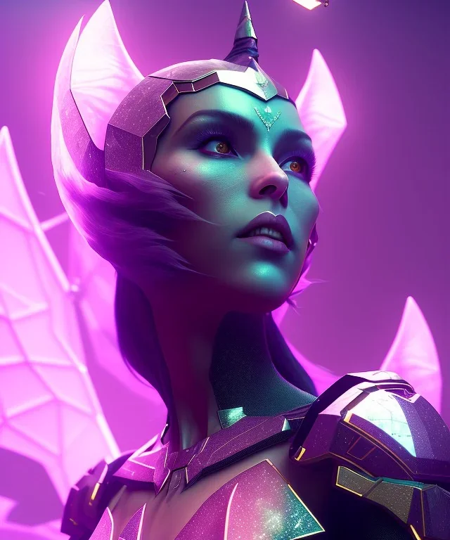 A portrait of a crystalised bat queen, atmospheric, realistic, unreal engine, cinematic lighting, octane render.