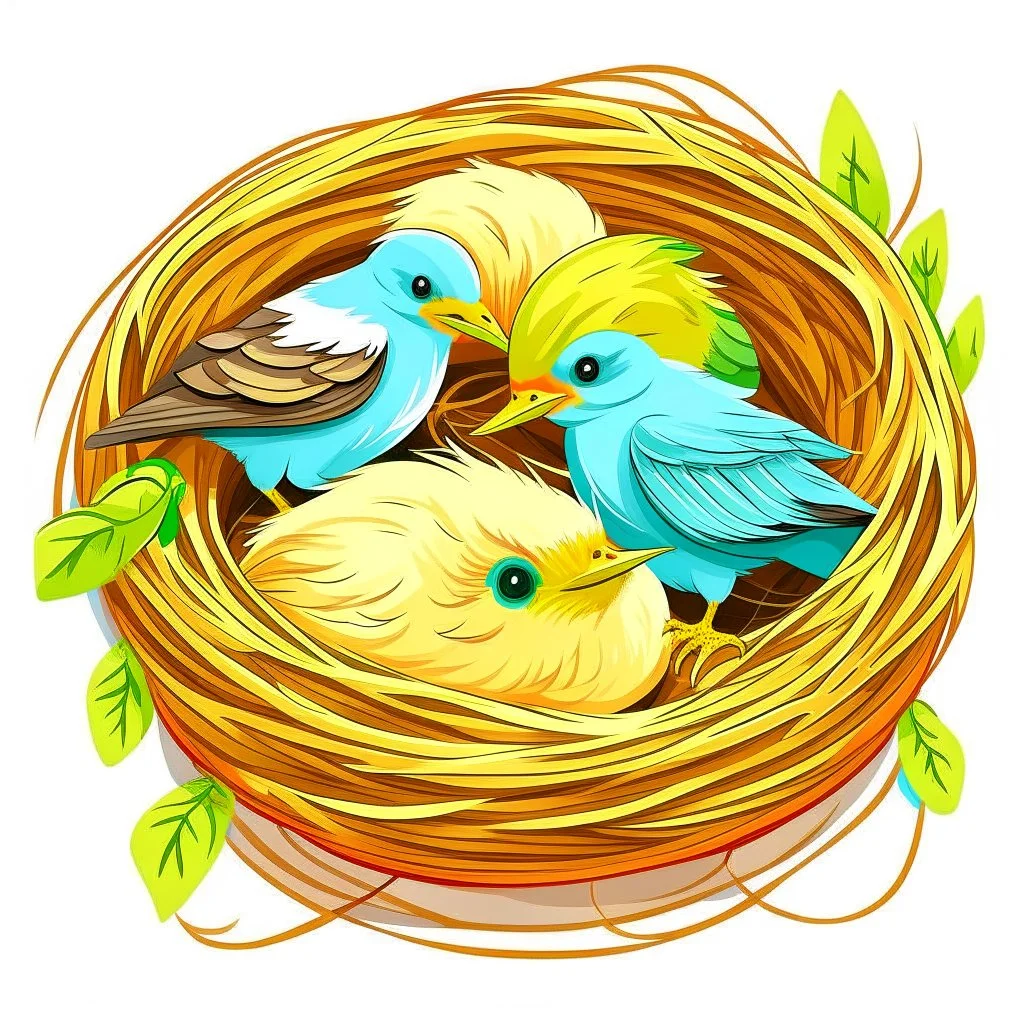 little birds sleeping in nest clipart