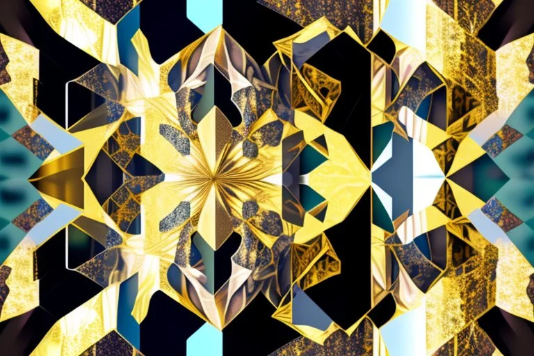 beautiful composition, symmetric pattern, Double exposure of cubes in which abstract flowers are, cracked holographic marble background, the cracks are golden S<AI in sunshine