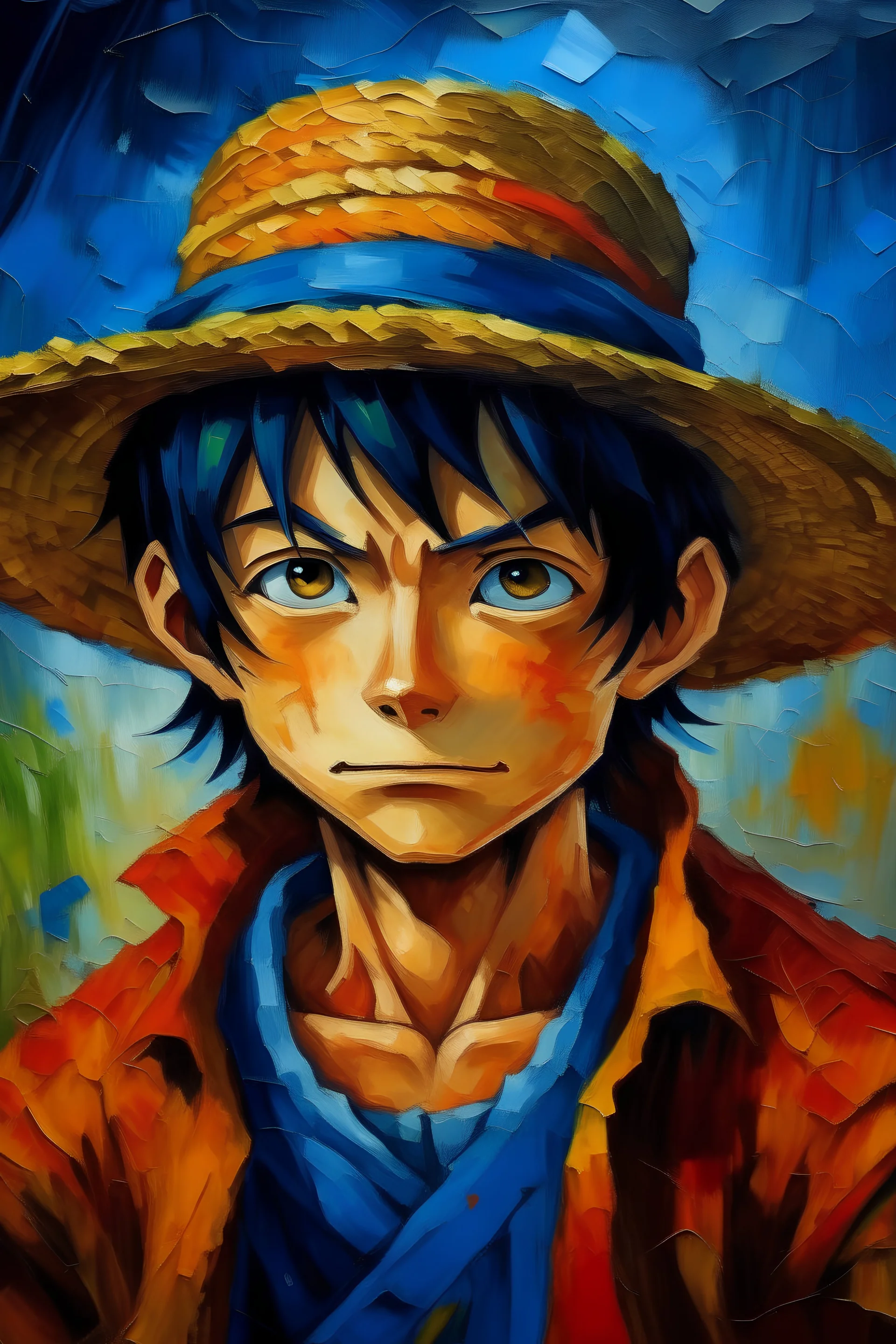 Portrait of a lluffy from one piece by Van Gogh