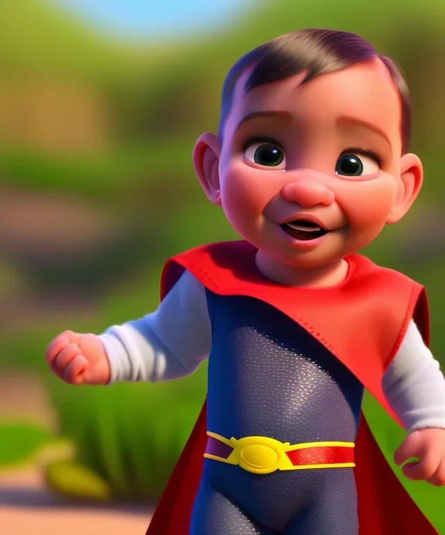 Baby superhero suit, full body, bokeh