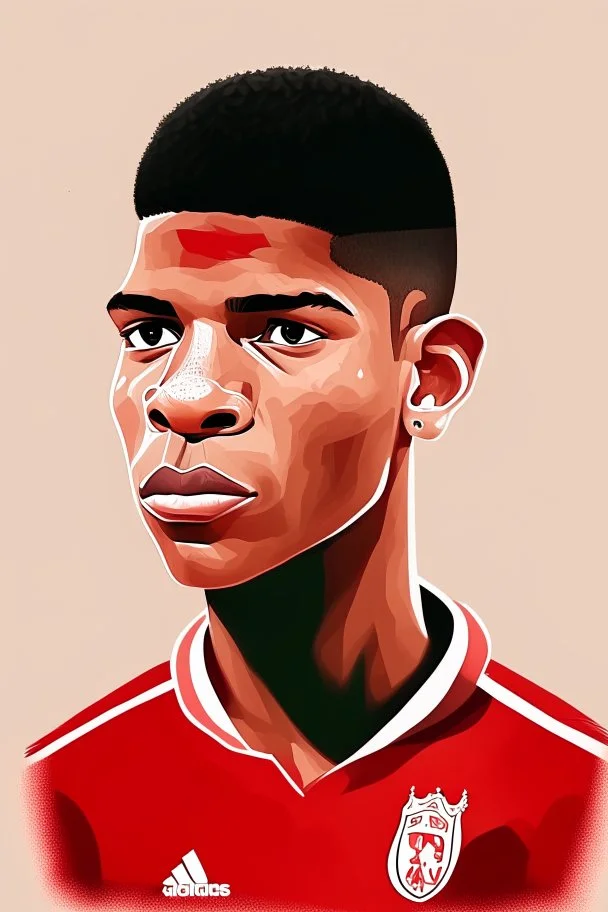 Marcus Rashford English soccer player cartoon 2d