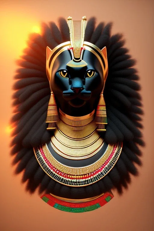 kente scene, Black Egyptian Cat, jewelry, realistic, thread, embroidery, octane render, high detail