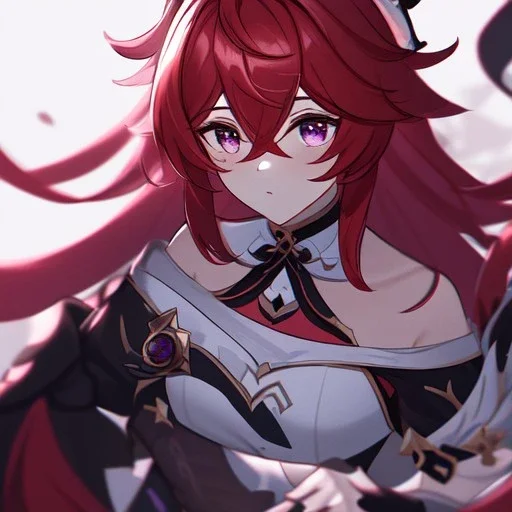 Clear focus, High resolution, rough line sketch art, long light red hair, hair between eyes, fluffy hair, purple eyes, wearing a off shoulder shirt, no spaghetti strapes, dark aura, 1girl, wearing a skirt, genshin impact, genshin impact style outfit, (detailed outfit), (Lots of ribbons and flowers on outfit), ahoge, red bow behind head