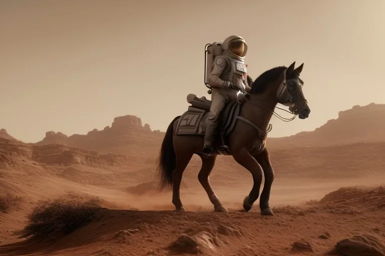 Riding horse astronaut mars unreal engine 5, octan render , cinematic view , wallpaper