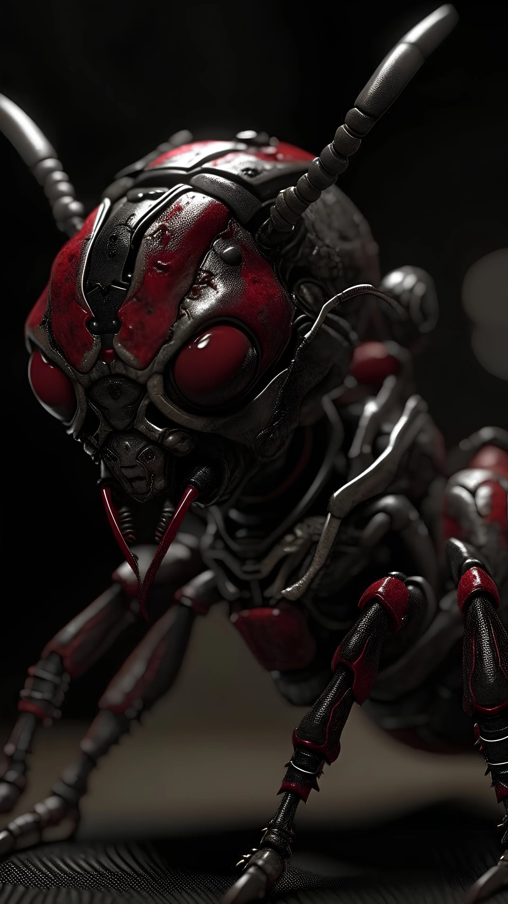 zombie ant-man, rotten flesh, rotten teeth, bloody, red eyes , logo in tie ,walking dead, gothic style, apocalyptic, by Bernie Wrightson, perfect composition, beautiful detailed intricate insanely detailed octane render trending on artstation, 8 k artistic photography, photorealistic concept art, soft natural volumetric cinematic perfect light, chiaroscuro, award - winning photograph, masterpiece, oil on canvas, raphael, caravaggio, greg rutkowski, beeple, beksinski, giger