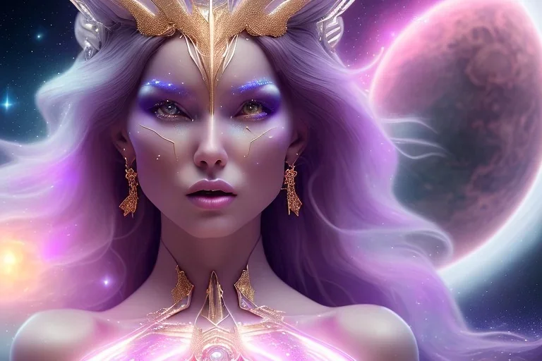  beautiful cosmic woman, nice smiling, magic glamour make up, delicate colors, beautiful glamour galactique dress, ultra sharp focus, 8k, unreal engine 5, extremely sharp detail, light effect, soft light atmosphere of a spaceship, smooth, full of details, face in front, complete vision of face and hair and body