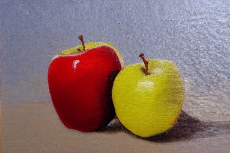 oil painting of an apple, impasto