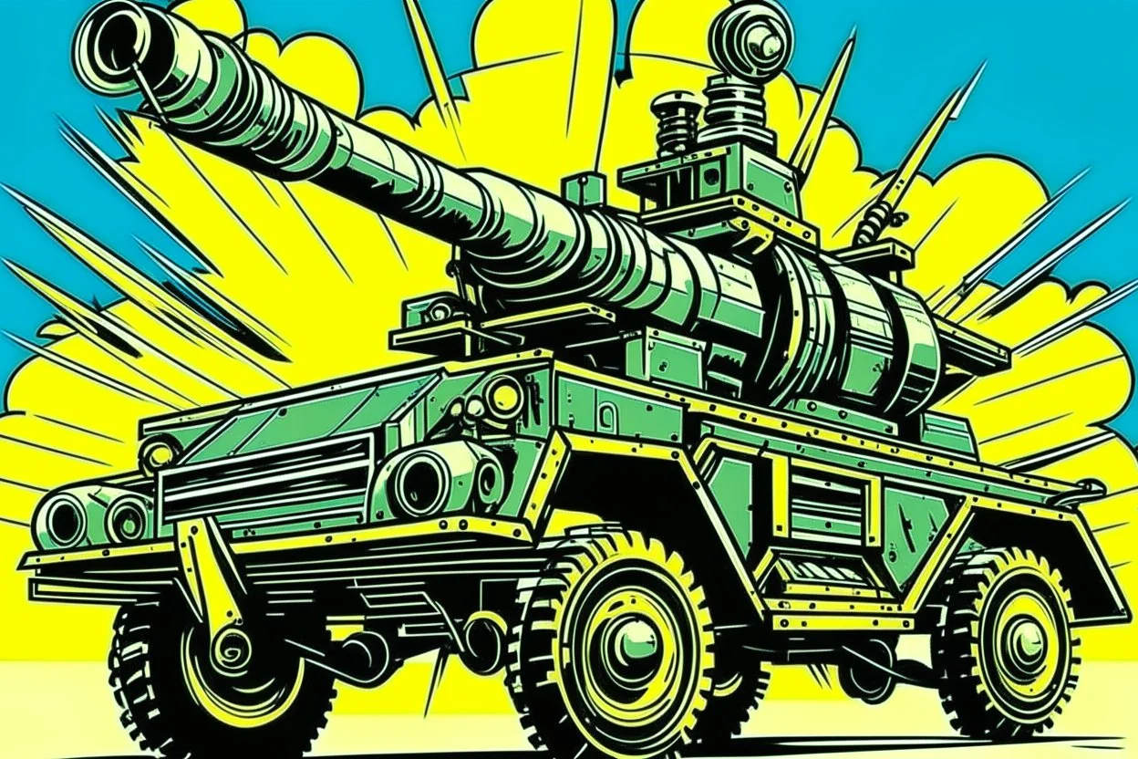 Pop art style anti Aircraft vehicle