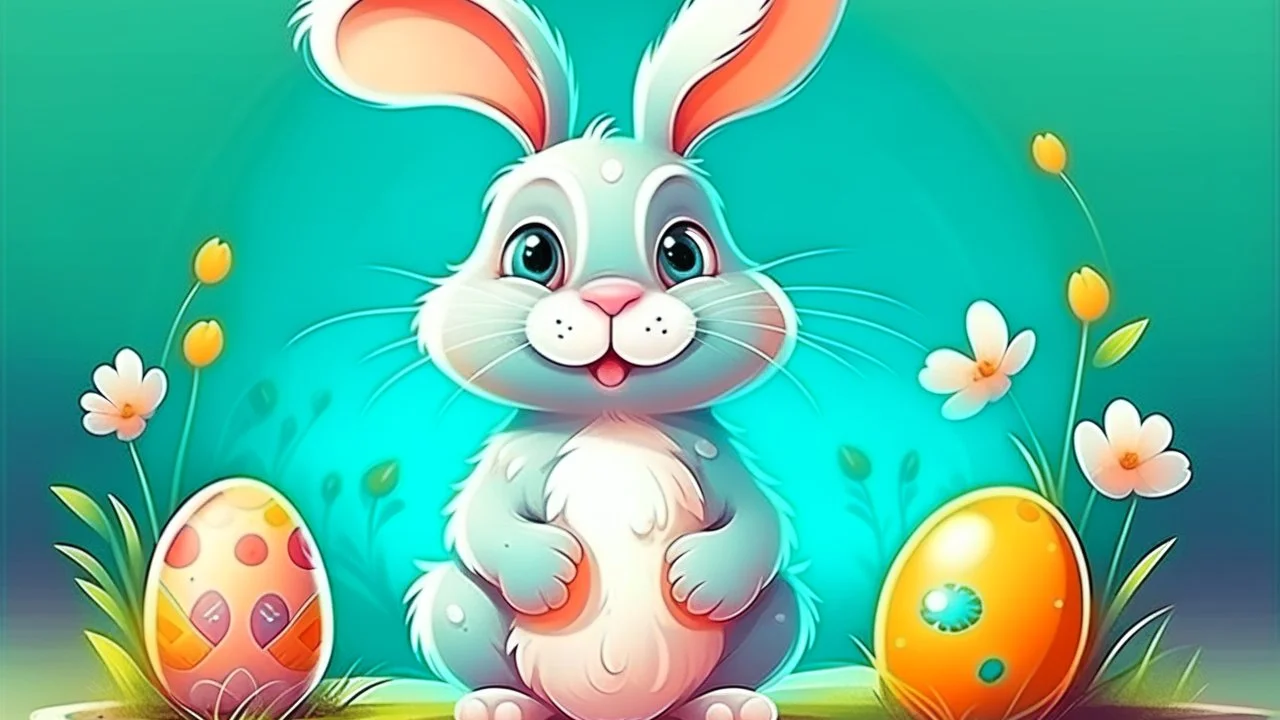 Fantasy cartoon illustration: Easter bunny