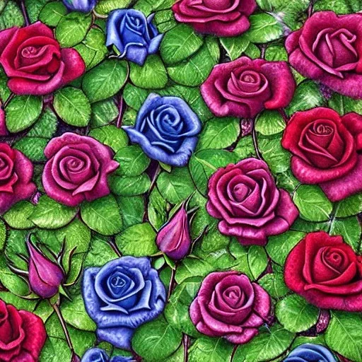 the most stunning, iridescent rosebush full of roses, cobblestone path, garden, vibrant, intricate, ultra-fine detail, 8k, sharp, crisp, high-quality, 3d, realistic, digital art, detailed matte, brian froud, howard lyon, selina french, anna dittmann, annie stokes, lisa parker, greg rutowski