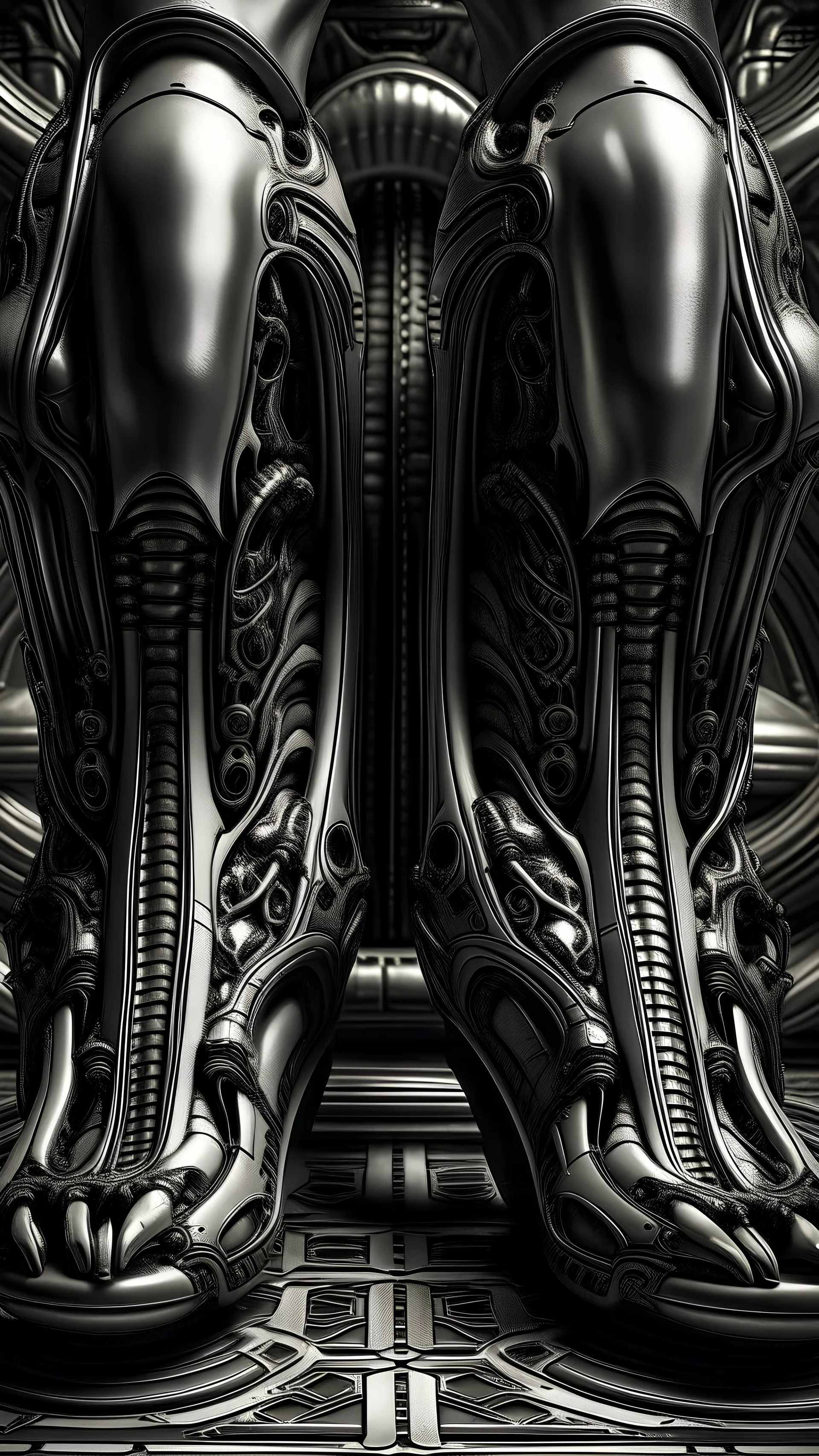 Woman body in Giger style, Kleopatra, feet