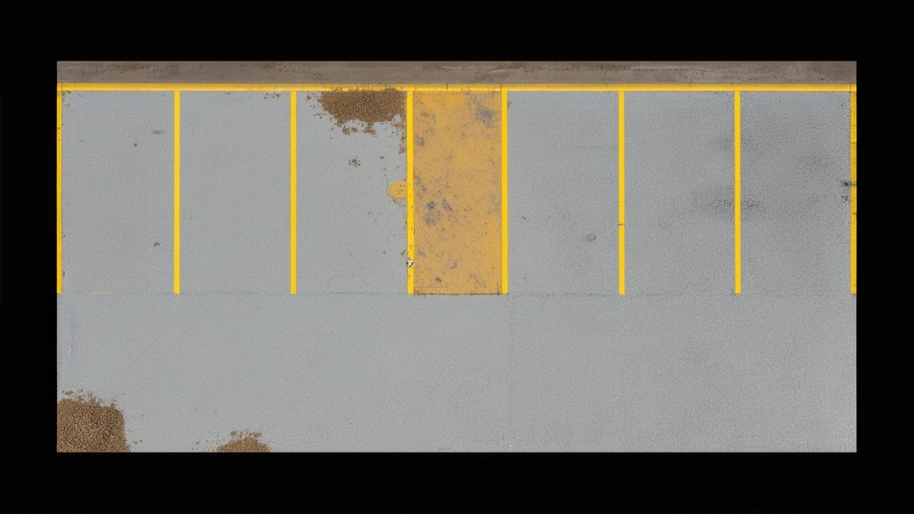 Ground layout for a parking lot. Add skid-marks, oil ground stains, fine cracks and weathering, wet spaces, pothole. and make a little darker