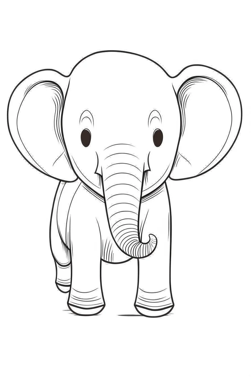 a simple outline of a cute elephant, in a drawing style