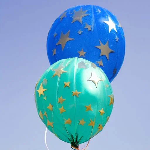 A set of high resolution photographed inflated star shaped foil balloon. six different balloons in colors: blue, gold, silver, rose gold, red, green.