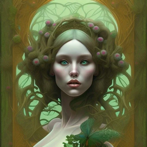 Dryad witch, art nouveau, portrait