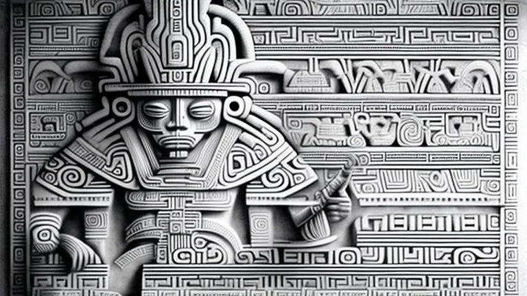 futuristic, realistic,tecno musicians, mayan drawings on white stone