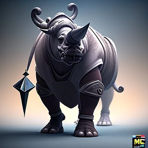 A bipedal Rhino-man Merchant with psychic powers from the medieval times