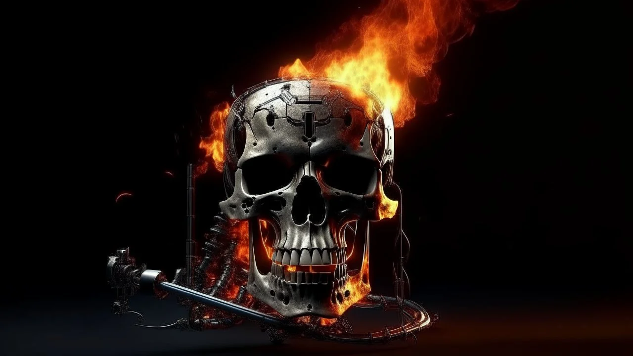 4K. REALISTIC FULL DETAILS. LOGO EMISSION DE RADIO HARDROCK FIRESTARTER TERMINATOR. FLAMMES EN FOND D IMAGE