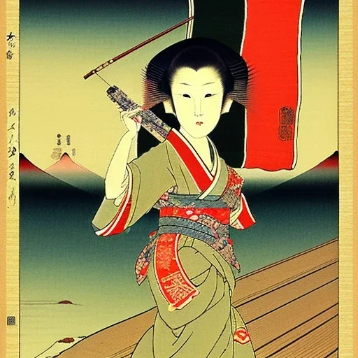 Ukiyo-e, japanese flag