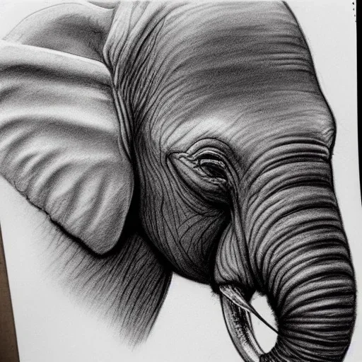 Realistic elephant head sketch