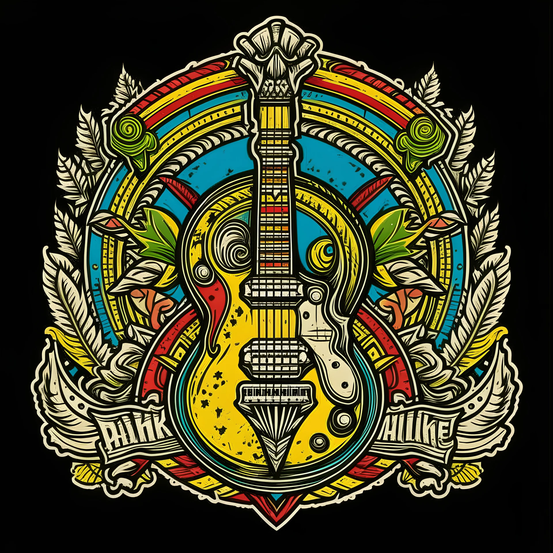 emblem of a rockband named paakki hippie colors