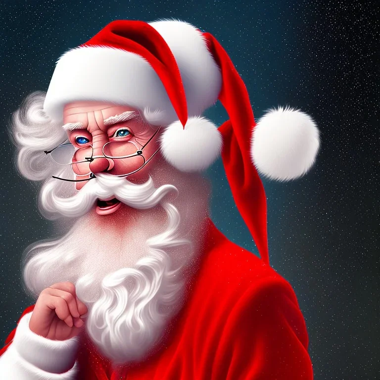 Santa, red green blue, high definition, ultra 8 k, liquid lighting, fire, rain, realistic