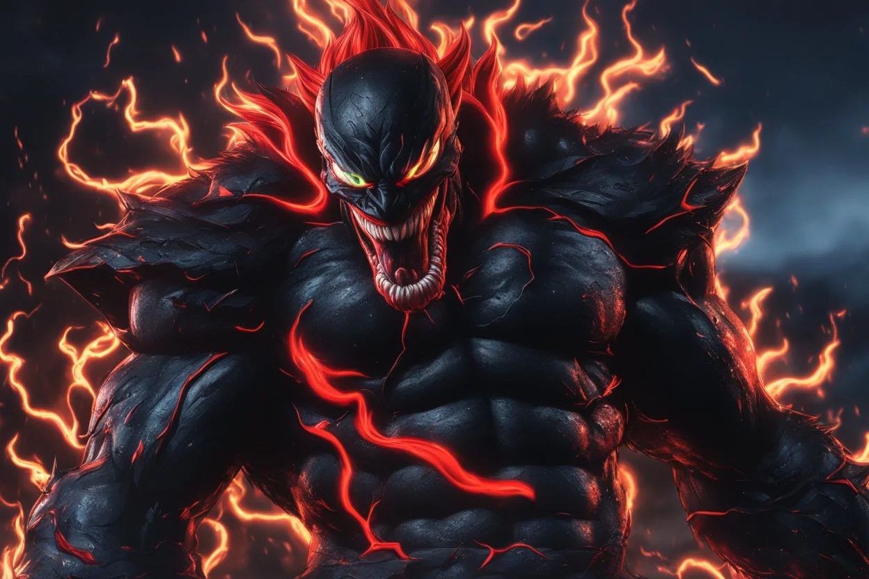 Venom Akuma in 8k anime cgi draw style, fight them, neon effect, close picture, rain, highly detailed, high details, detailed portrait, masterpiece,ultra detailed, ultra quality