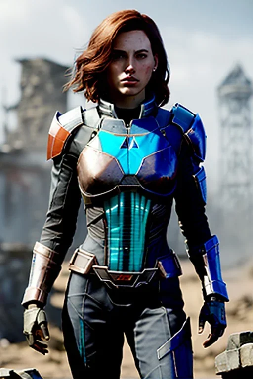 ultrarealistic, ruined city,__mass effect armor__, __angles__, 19 year old woman, strikingly beautiful, ginger hair, silver colour, [__starlets__|__starlets__], (pale __skincolor__ skin:1.2), __camera__, _hair_, detailed face and eyes, medium breasts, leather choker, freckles, dynamic pose, resolved expression, __accessory__, strappy outfit, (straps:1.1), sword in scabard on left hip, (buckles, buttons, snaps, rings:1.0), haltertop style breastplate, detailed eyes, plump lips, sci-fi theme