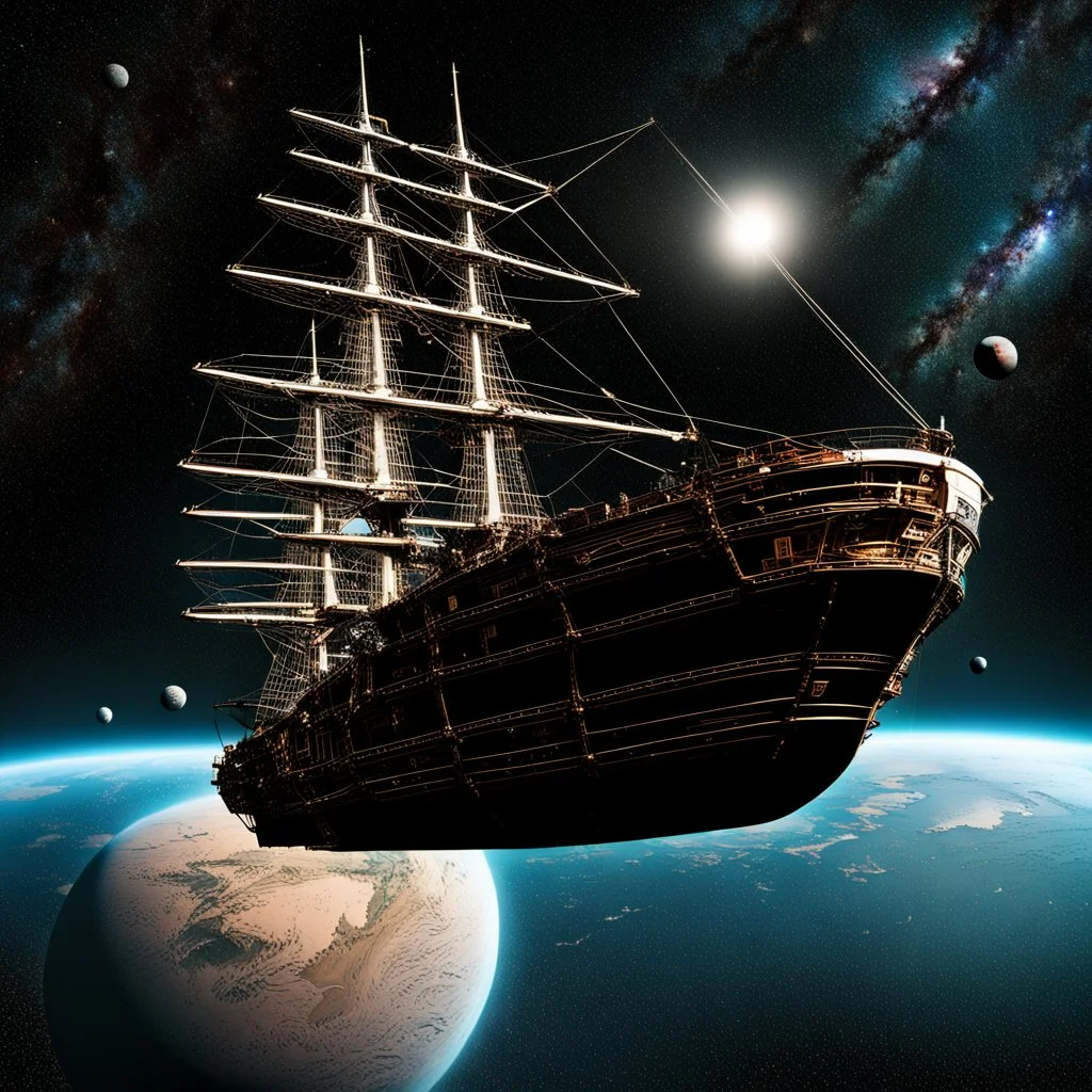 A tall ship in outer space.