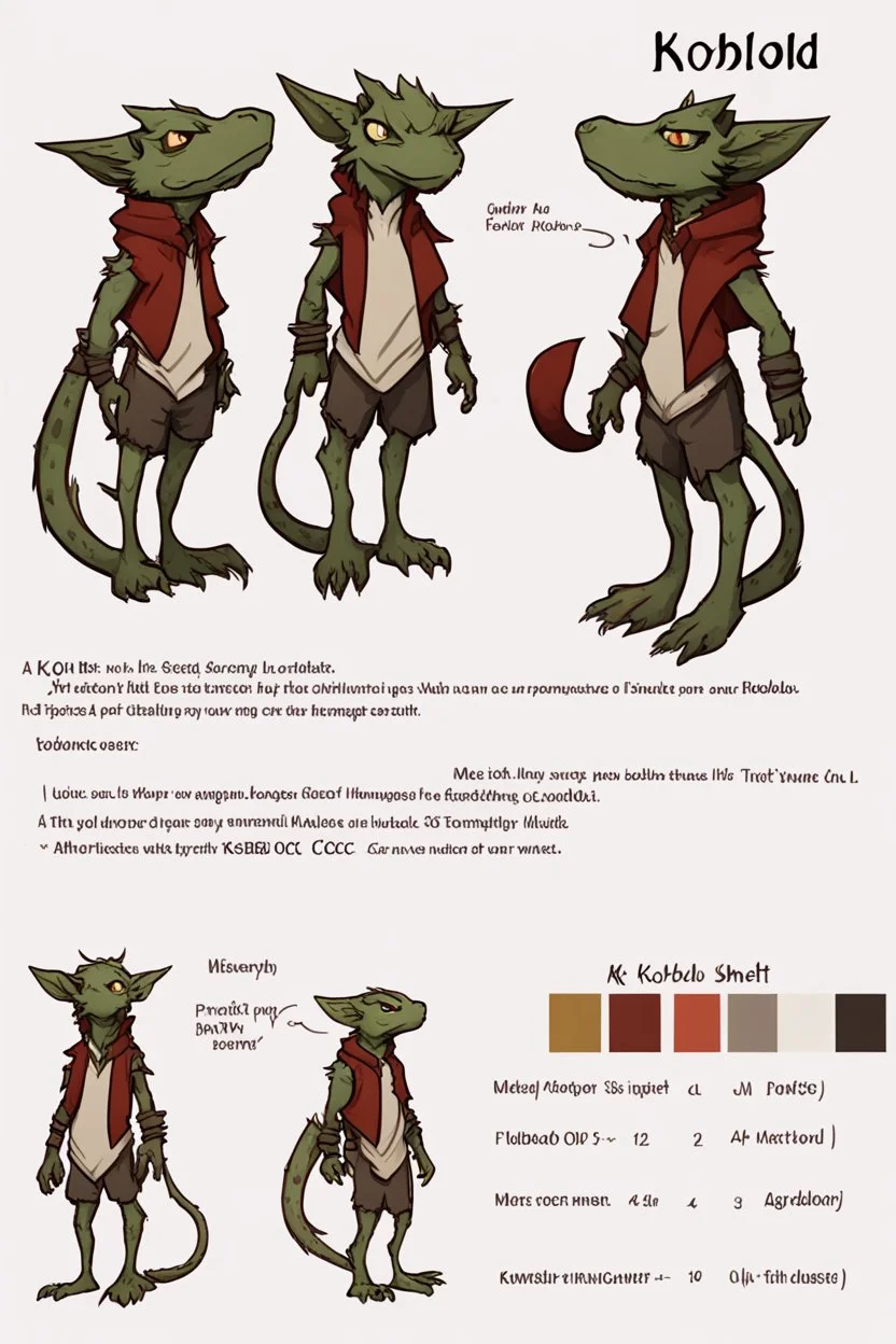 a kobold OC reference sheet