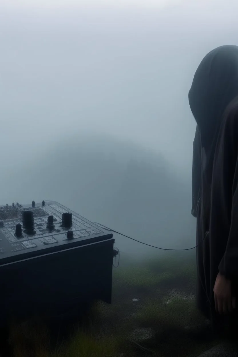 A hooded figure In the fog
