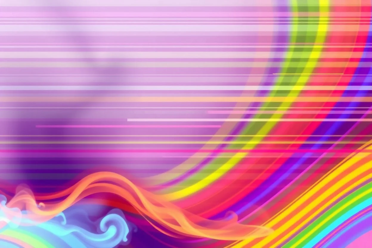 background of energetic and colorful horizontal stipes and wedges, smoke trail across(bottom and then up left), as a simple vector