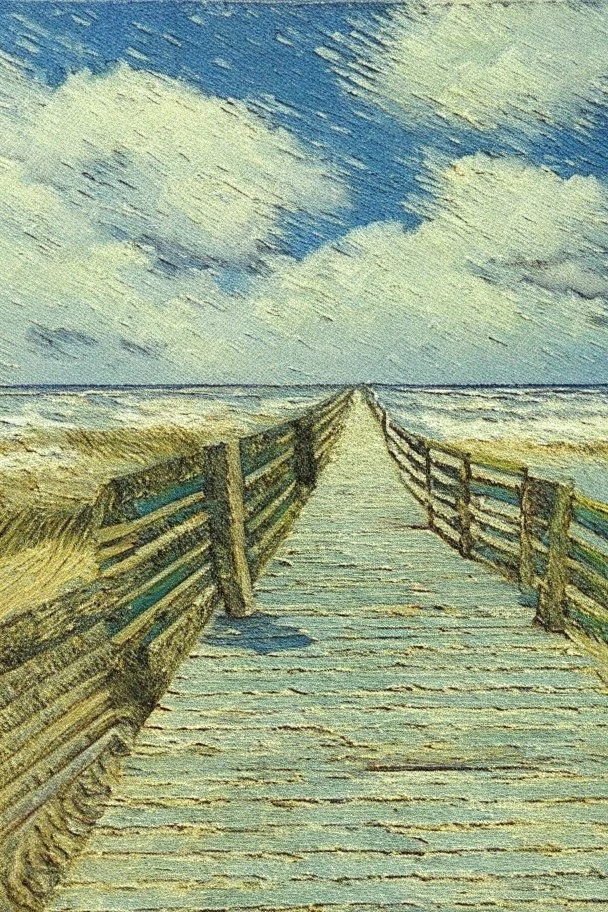 Coastal beach boardwalk by Van Gogh