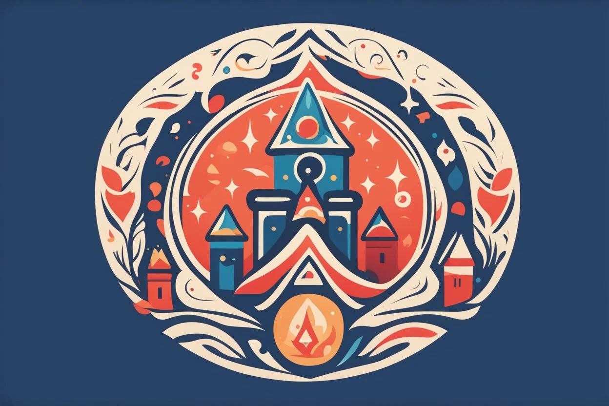 славянский стиль, сказочность, абстрактное, простые значок для школы Медногорья