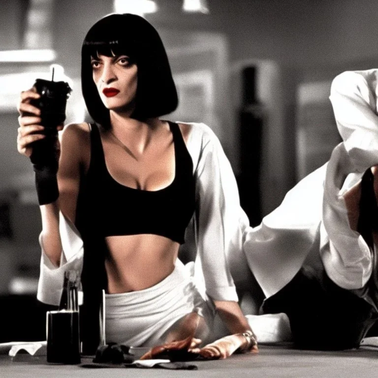 mia wallace, uma thurman, Pulp Fiction movie, scene.