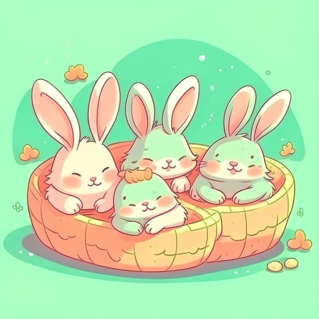 little bunnies sleeping cartoon