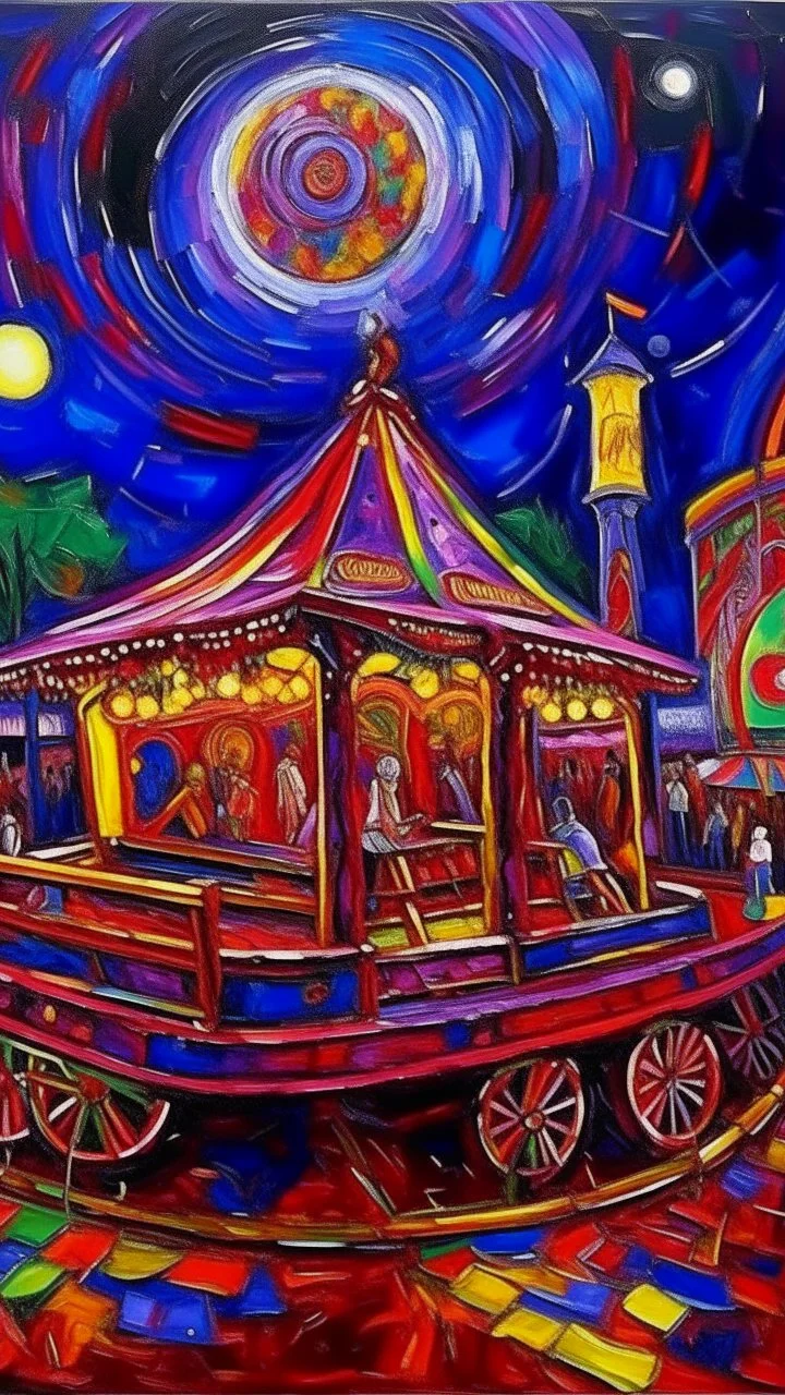 A purple pinball themed carnival painted by Vincent van Gogh