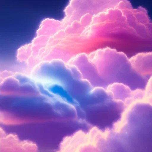  beautiful pink and blue cloud , soft, gold city on cloud