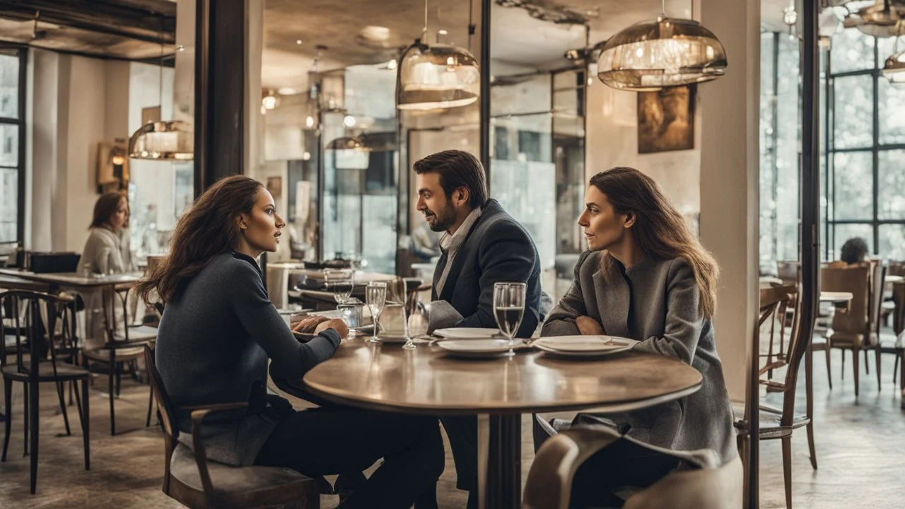 in a restaurant and man and his lady two people at a table