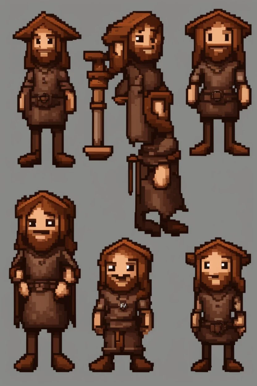 character sprite for pixel game in the medieval style. --ar 2:3 --uplight