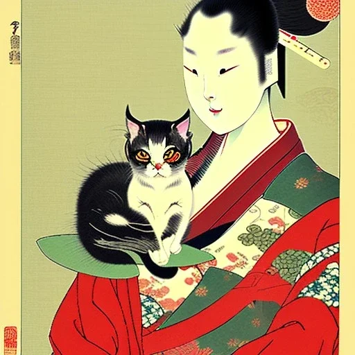 Ukiyo-e Style ,cute cat