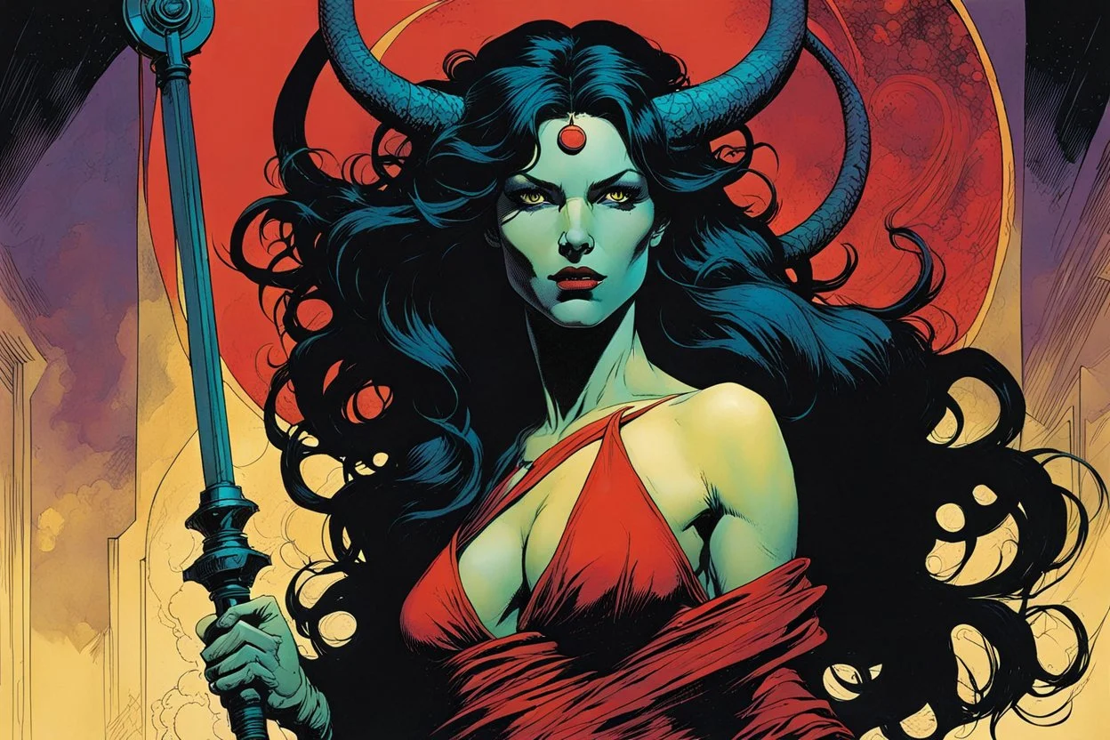 create a ethereal, otherworldly seductive ancient female succubus , in the comic book art style of Mike Mignola, Bill Sienkiewicz, and Jean Giraud Moebius, with highly detailed and sharply defined feminine facial features , finely penciled and inked , dramatic natural lighting