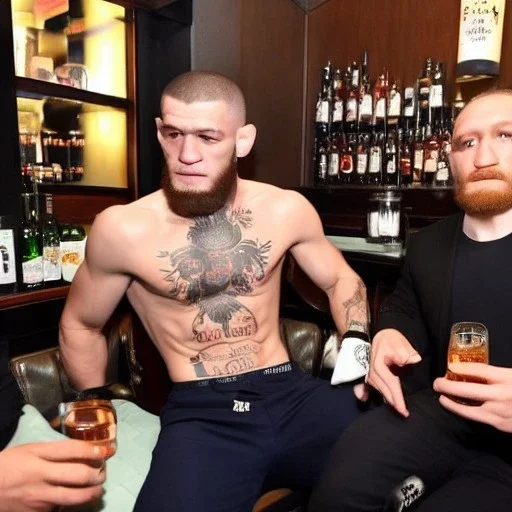 khabib nurmagomedov drunk with whisky with conor mcgregor in a bar