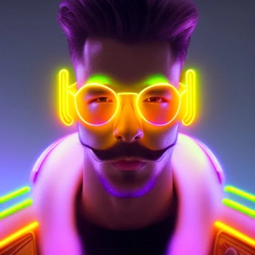 a beautiful commission portrait of a male mustache canary wearing a neon jacket, futuristic, detailed face, cyberpunk city, deviantart, artstation, art by greg rutkowski, ross tran, professional lighting, neon city, night, raytracing, highly realistic,4k,dramatic,hyperrealism