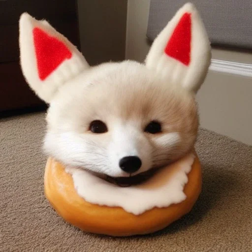 Fox dressed up as a donut