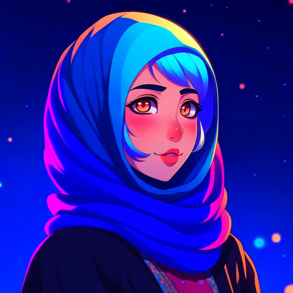 A hejab girl , vectorized , anime , 8k