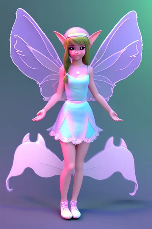 Cute 3d animation girl fairy with elf ears